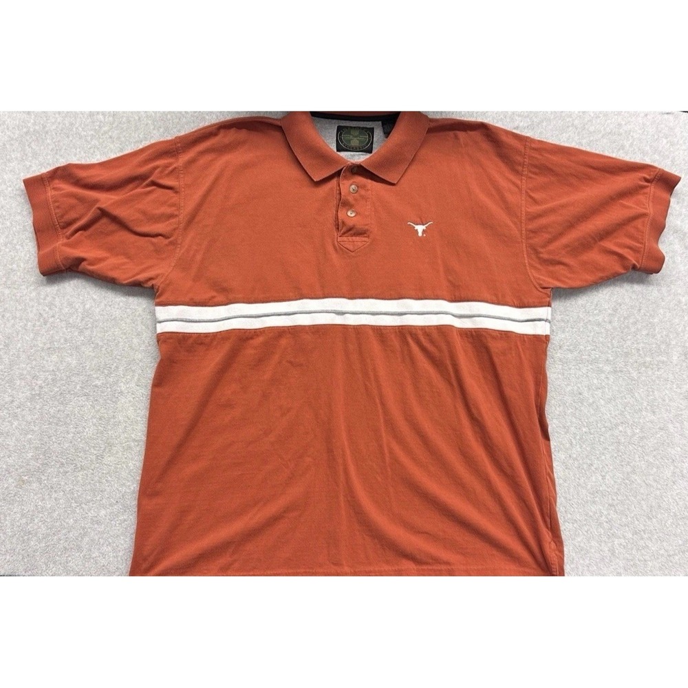 Vintage 90s UT Texas Longhorns Infinity Polo Shirt Logo Mens XL Orange
